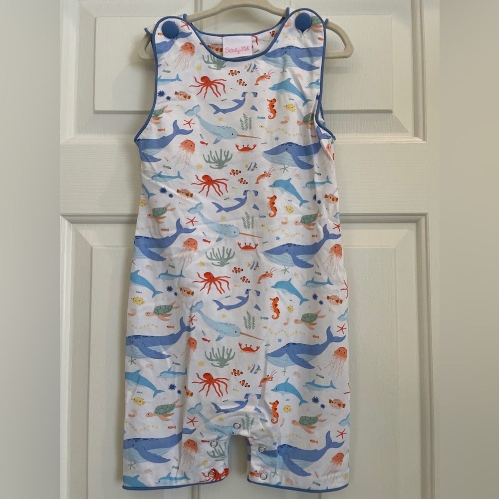 Stitchy Fish Deep Blue Discovery Jon Jon, Blue, NWT, 3T